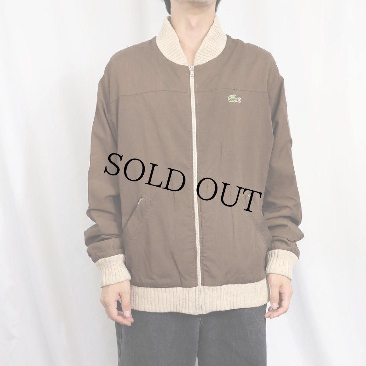 画像2: 70〜80's CHEMISE LACOSTE FRANCE製 ニット切り替え ポリコットン ジップジャケット SIZE4 (2)