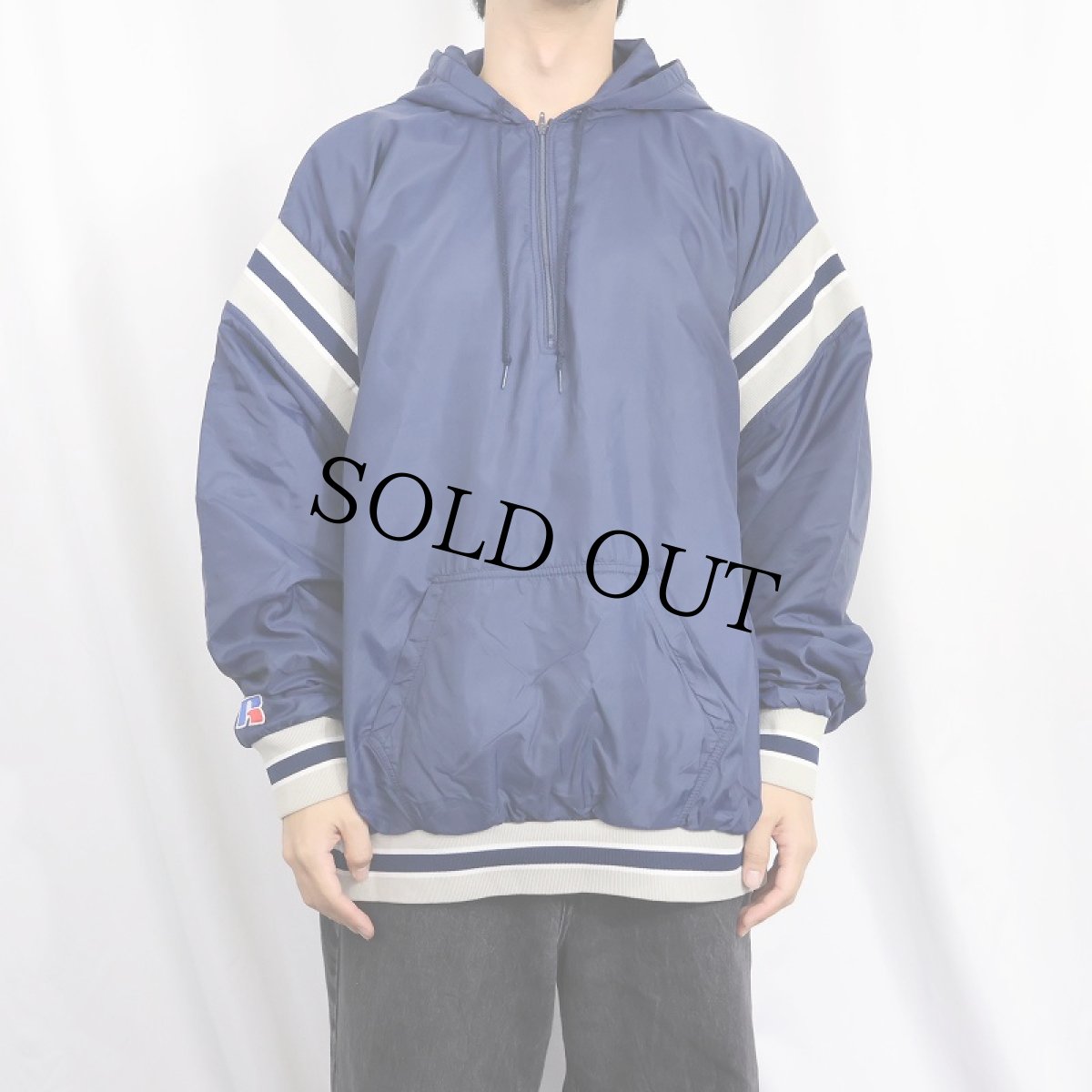 画像2: 80's RUSSELL ATHLETIC USA製 ハーフジップナイロンパーカー XL (2)