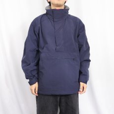 画像2: 90's〜 Eddie Bauer フリースライナー ハーフジップナイロンジャケット NAVY S (2)