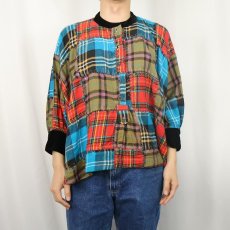 画像2: ivy jane チェック柄 パッチワークポンチョ XS (2)