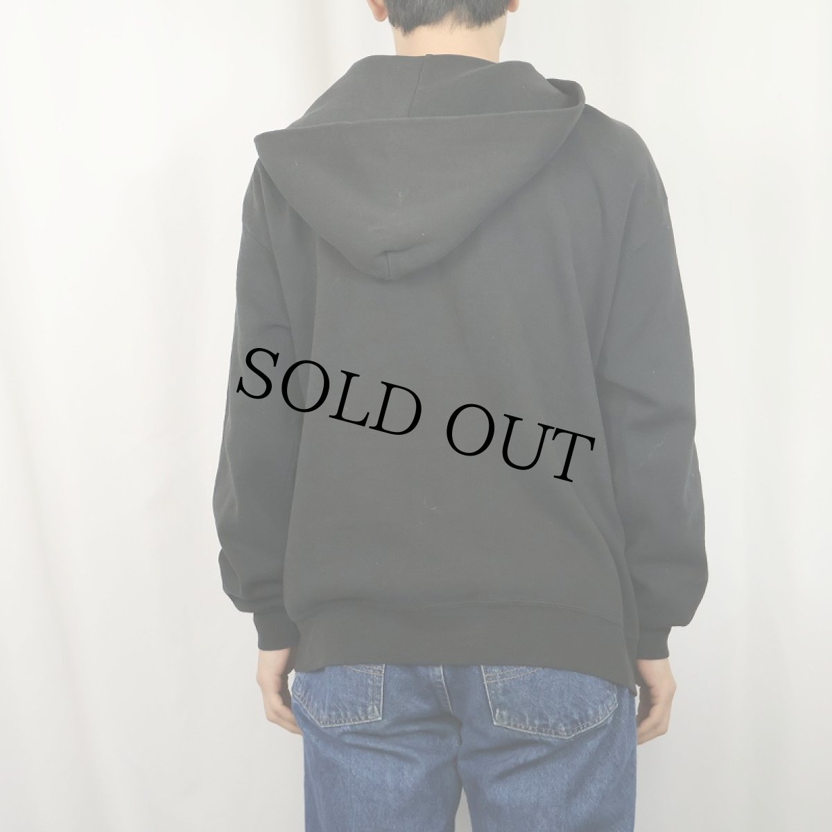 画像3: 90's JERZEES USA製 無地スウェットジップパーカー BLACK XL (3)