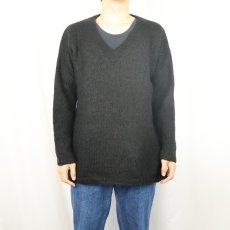 画像2: SILX モヘア×アクリル Vネックニットセーター BLACK M (2)