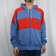 画像3: 90's NIKE 銀タグ ロゴ刺繍 スウェットジップパーカー L (3)