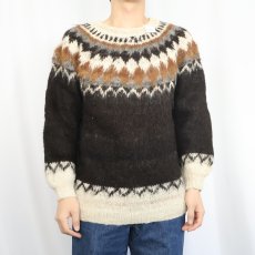 画像2: ノルディック柄 モヘアニットセーター  (2)
