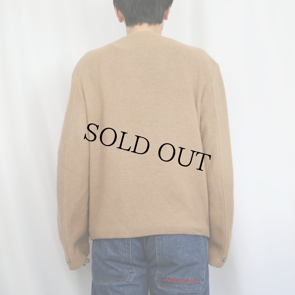 画像3: 〜70's Pelle di Moda by FORMAN "2PLY WOOL" スエード切り替え ウールニットカーディガン L (3)