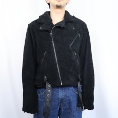 画像2: POLO Ralph Lauren "Double Riders Type" ボアライダースジャケットBLACK タグ付き未使用 L  (2)