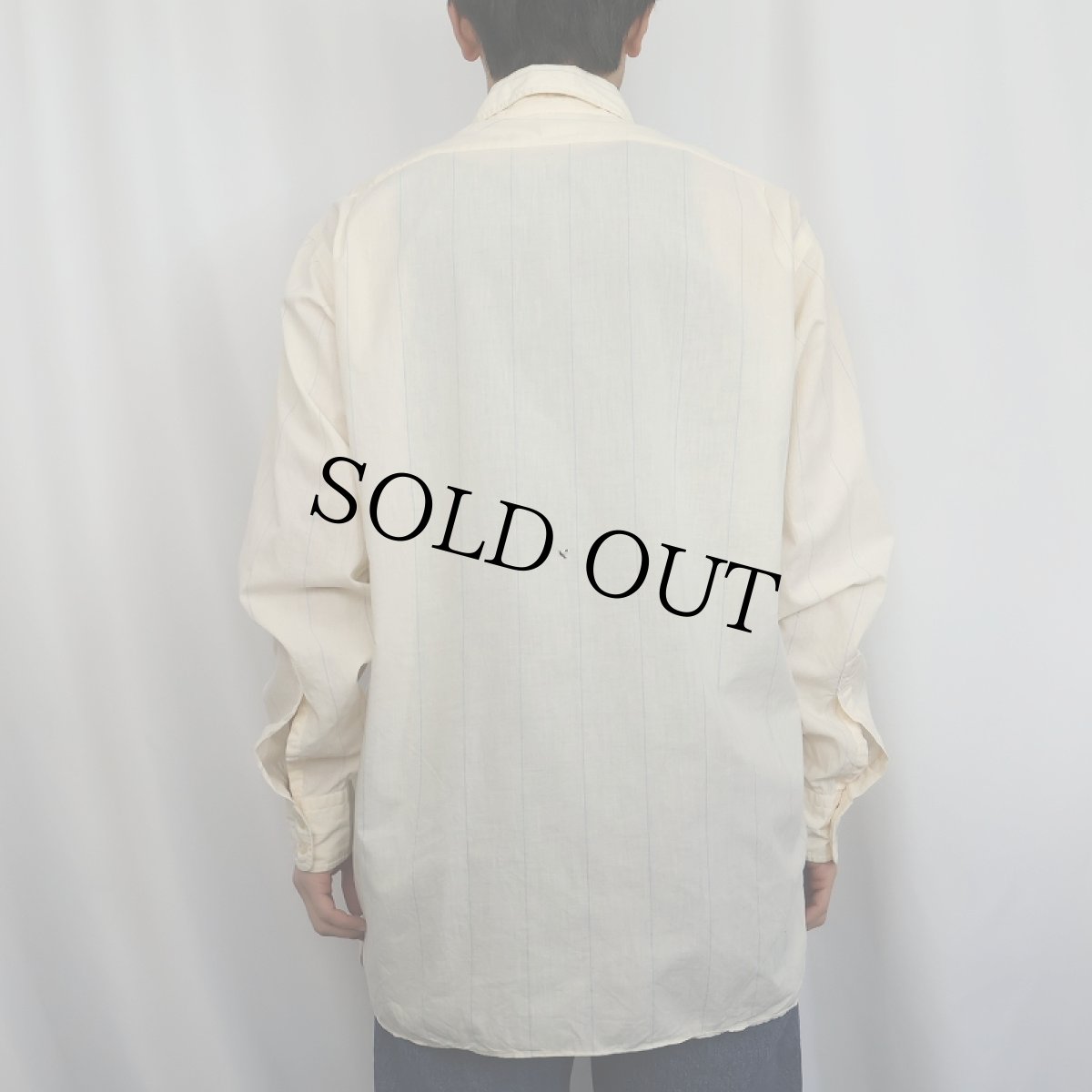 画像3: 60〜70's KNOX USA製 ストライプ柄 マチ付き コットンシャツ SIZE16 1/2 (3)