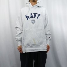 画像2: Champion REVERSE WEAVE "NAVY" プリントスウェットフーディー XL (2)