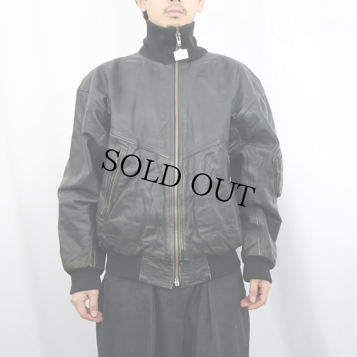 画像2: レザーボンバージャケット BLACK (2)