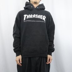 画像2: THRASHER ロゴプリント スウェットフーディー BLACK M (2)