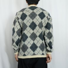 画像3: 60's Jantzen USA製 アーガイル柄 ウール×モヘア Vネックニットセーター XL (3)