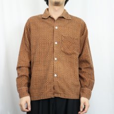 画像2: 50〜60's Sportswear ジオメトリック柄 プリントネルシャツ M (2)