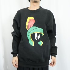 画像2: 90's Looney Tunes USA製 "Marvin the Martian" キャラクタープリントスウェット BLACK XL (2)