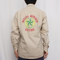 画像4: 80's BANANA REPUBLIC プリント コットンサファリシャツ M (4)