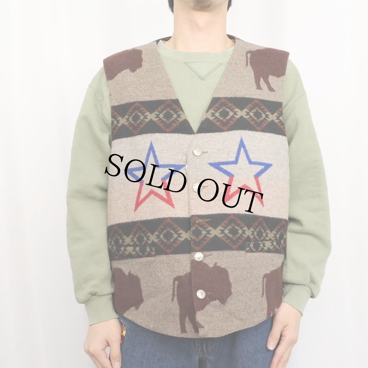 画像3: PENDLETON USA製 ネイティブ柄 ウールベスト XXL (3)