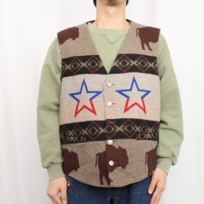 画像3: PENDLETON USA製 ネイティブ柄 ウールベスト XXL (3)