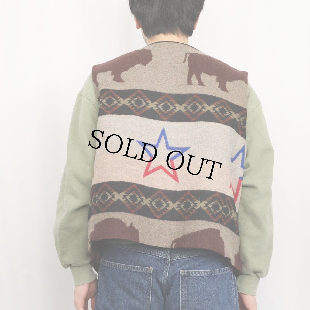 画像4: PENDLETON USA製 ネイティブ柄 ウールベスト XXL (4)