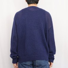 画像3: POLO Ralph Lauren ロゴ刺繍 リネンニットセーター NAVY L (3)