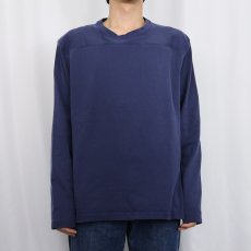 画像2: POLO Ralph Lauren 無地 フットボールロンＴ NAVY XL (2)