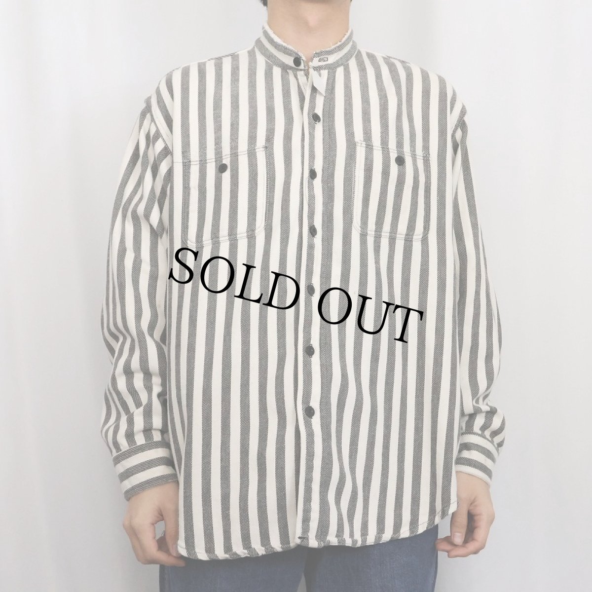 画像2: ストライプ柄 ヘビーネルシャツ (2)