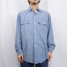 画像3: 70's BIG MAC JCPenney ハンド刺繍 シャンブレーワークシャツ M (3)