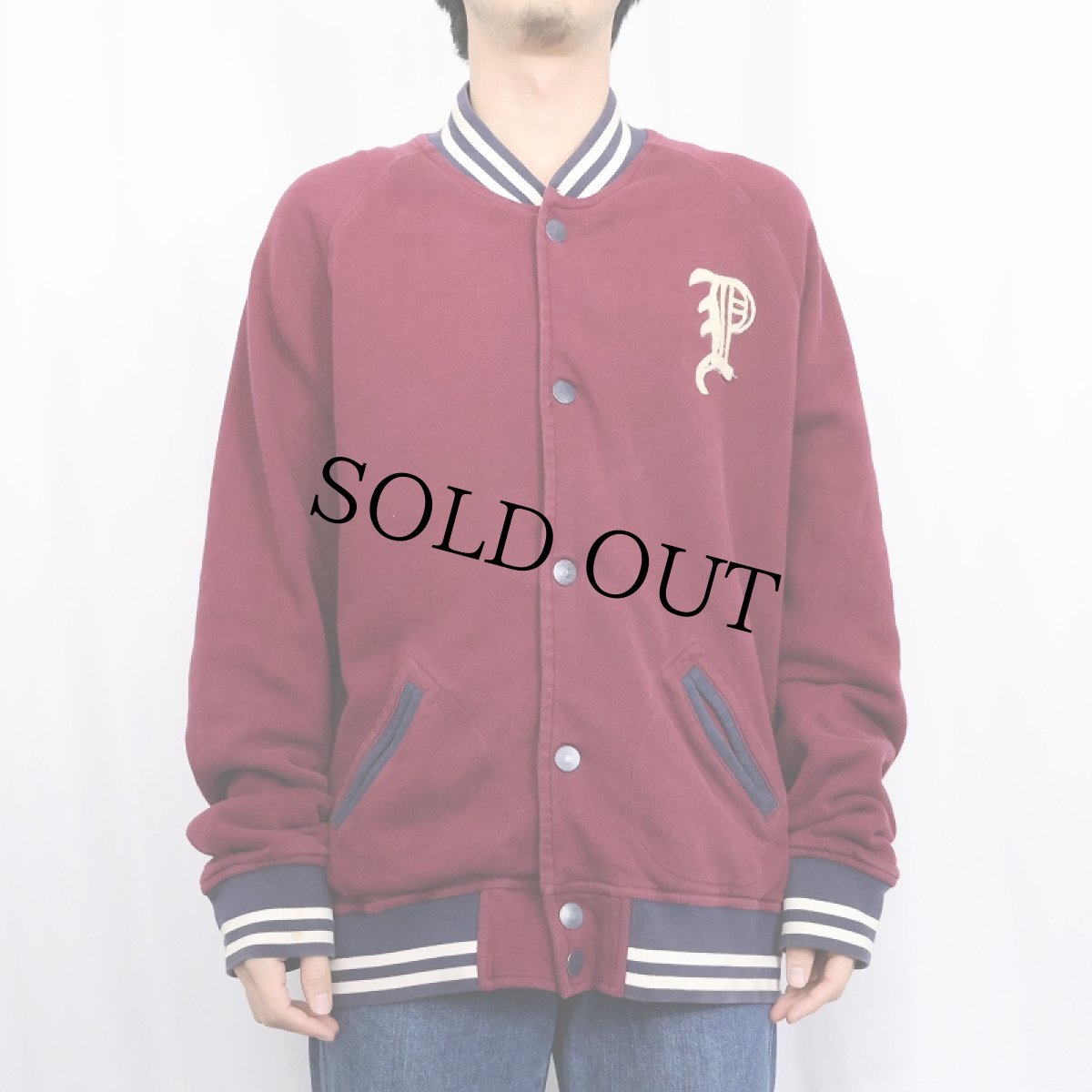 画像2: POLO Ralph Lauren ワッペン付き 裏サーマル スウェットスタジャン XL (2)