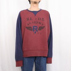 画像3: POLO Ralph Lauren 両Ｖ フリーダムスリーブ プリント/ワッペン付きスウェット XXL (3)