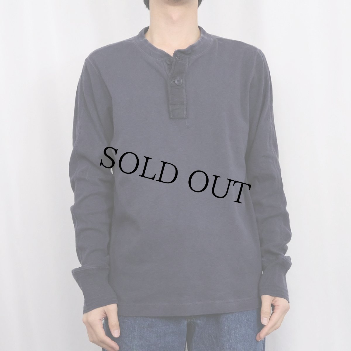 画像2: POLO Ralph Lauren 猫目ボタン ヘンリーネックロンT NAVY L (2)