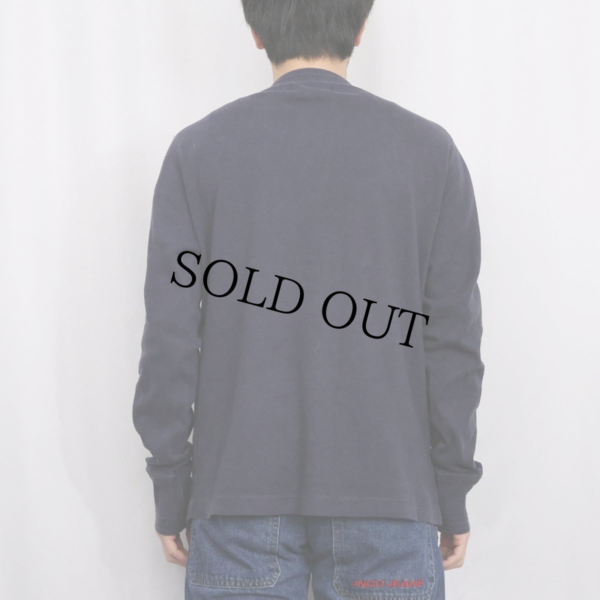 画像3: POLO Ralph Lauren 猫目ボタン ヘンリーネックロンT NAVY L (3)