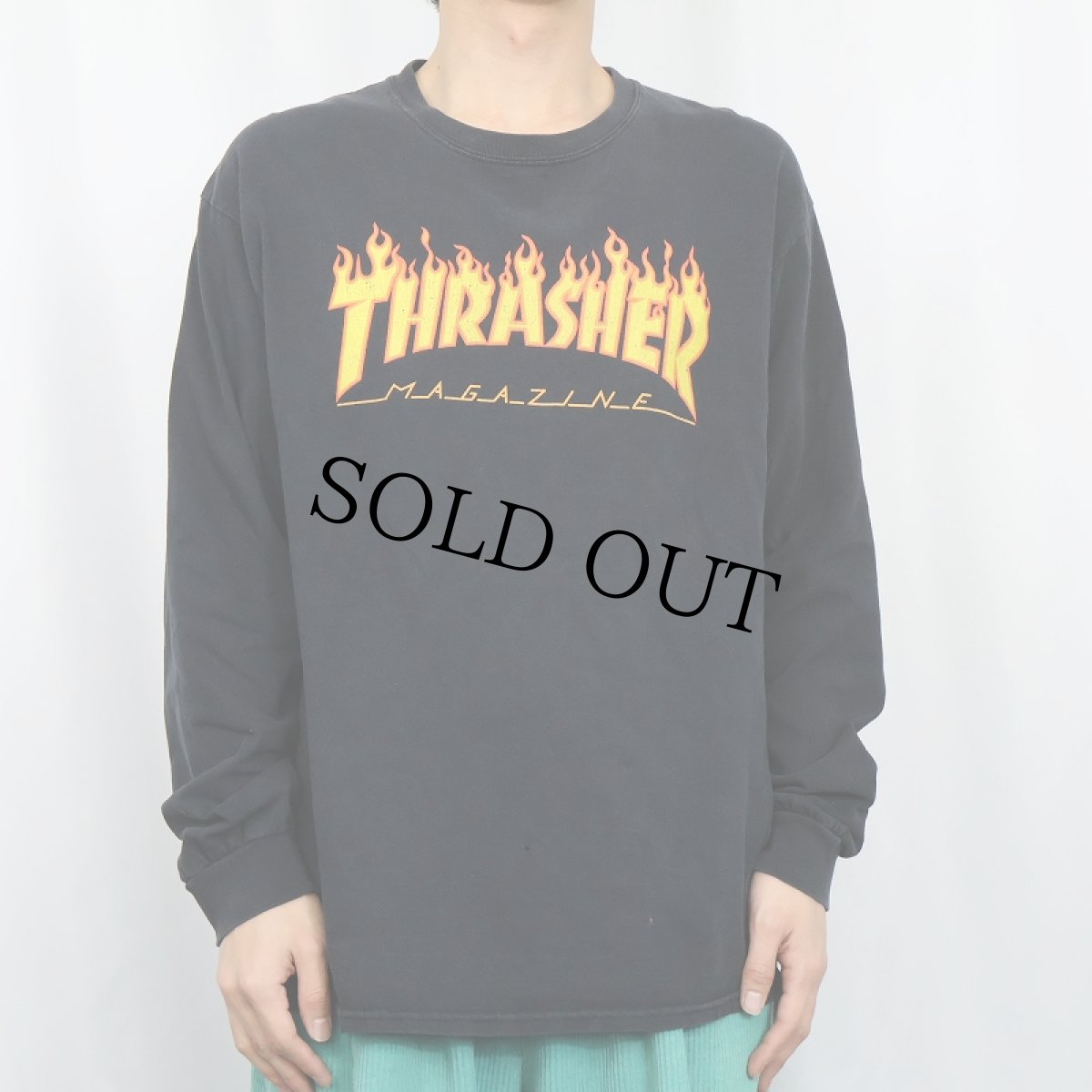 画像2: THRASHER ロゴプリントロンT BLACK L (2)