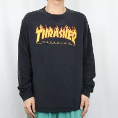 画像2: THRASHER ロゴプリントロンT BLACK L (2)
