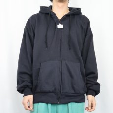 画像2: 90〜2000's NORTHWEST TERRITORY 裏サーマル スウェットジップパーカー BLACK XL (2)