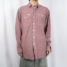 画像2: POLO Ralph Lauren 猫目ボタン チェック柄コットンシャツ M (2)