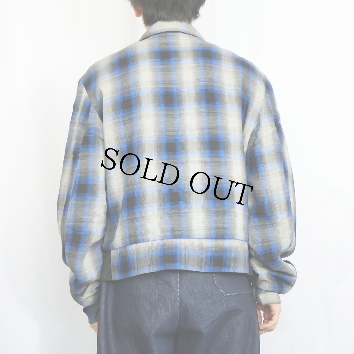 画像3: 50〜60's オンブレーチェック柄 レーヨンギャバジンジャケット (3)