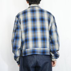 画像3: 50〜60's オンブレーチェック柄 レーヨンギャバジンジャケット (3)