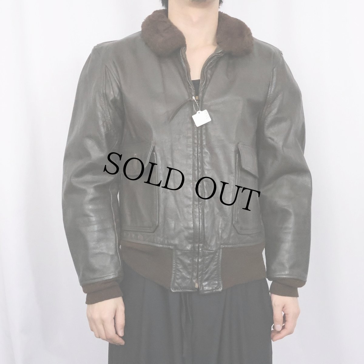 画像2: 80's U.S.NAVY G-1 レザーフライトジャケット (2)