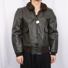 画像2: 80's U.S.NAVY G-1 レザーフライトジャケット (2)