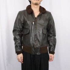 画像2: 80's U.S.NAVY G-1 レザーフライトジャケット SIZE40 (2)