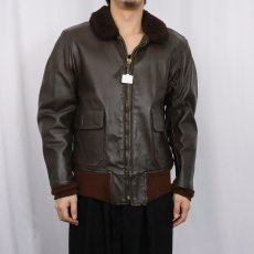 画像2: 80's U.S.NAVY G-1 レザーフライトジャケット SIZE42 (2)