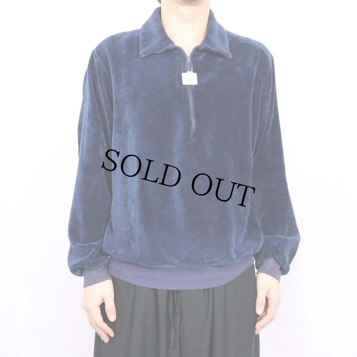 画像2: 70's〜 Velour by CAMPUS USA製 ハーフジップベロアスウェット NAVY L (2)