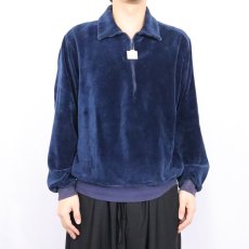 画像2: 70's〜 Velour by CAMPUS USA製 ハーフジップベロアスウェット NAVY L (2)