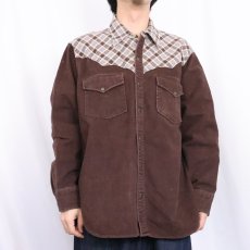 画像3: 70's Woolrich 切り替えデザイン ウエスタンシャモアクロスシャツ (3)