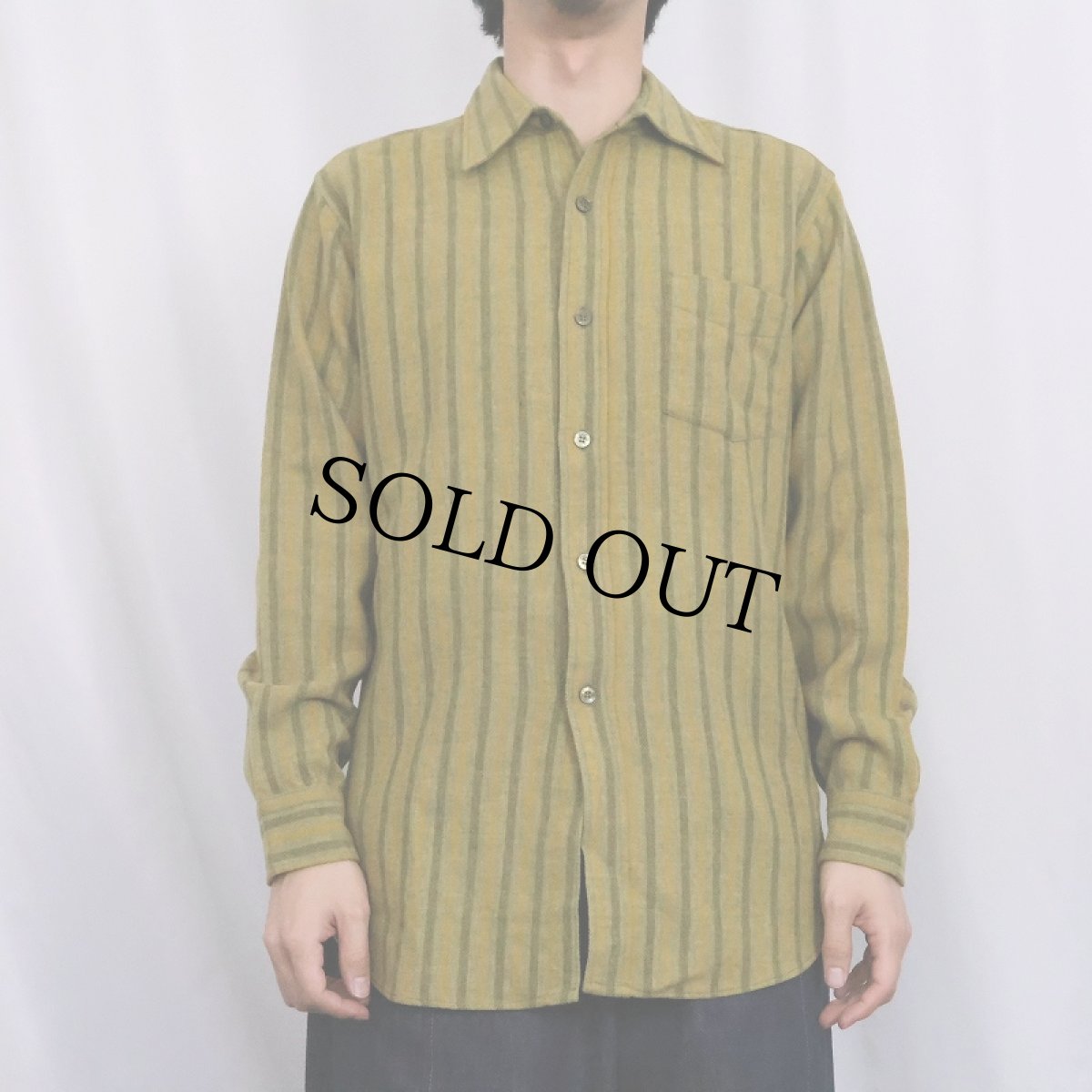 画像2: 60's PENDLETON ストライプ柄 ウールシャツ M (2)