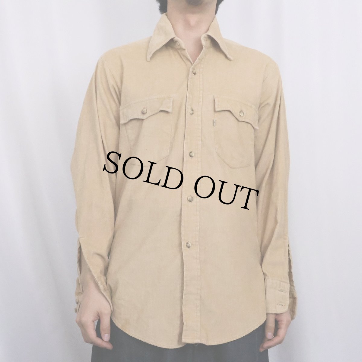 画像2: 70's Levi's USA製 コーデュロイウエスタンシャツ M (2)