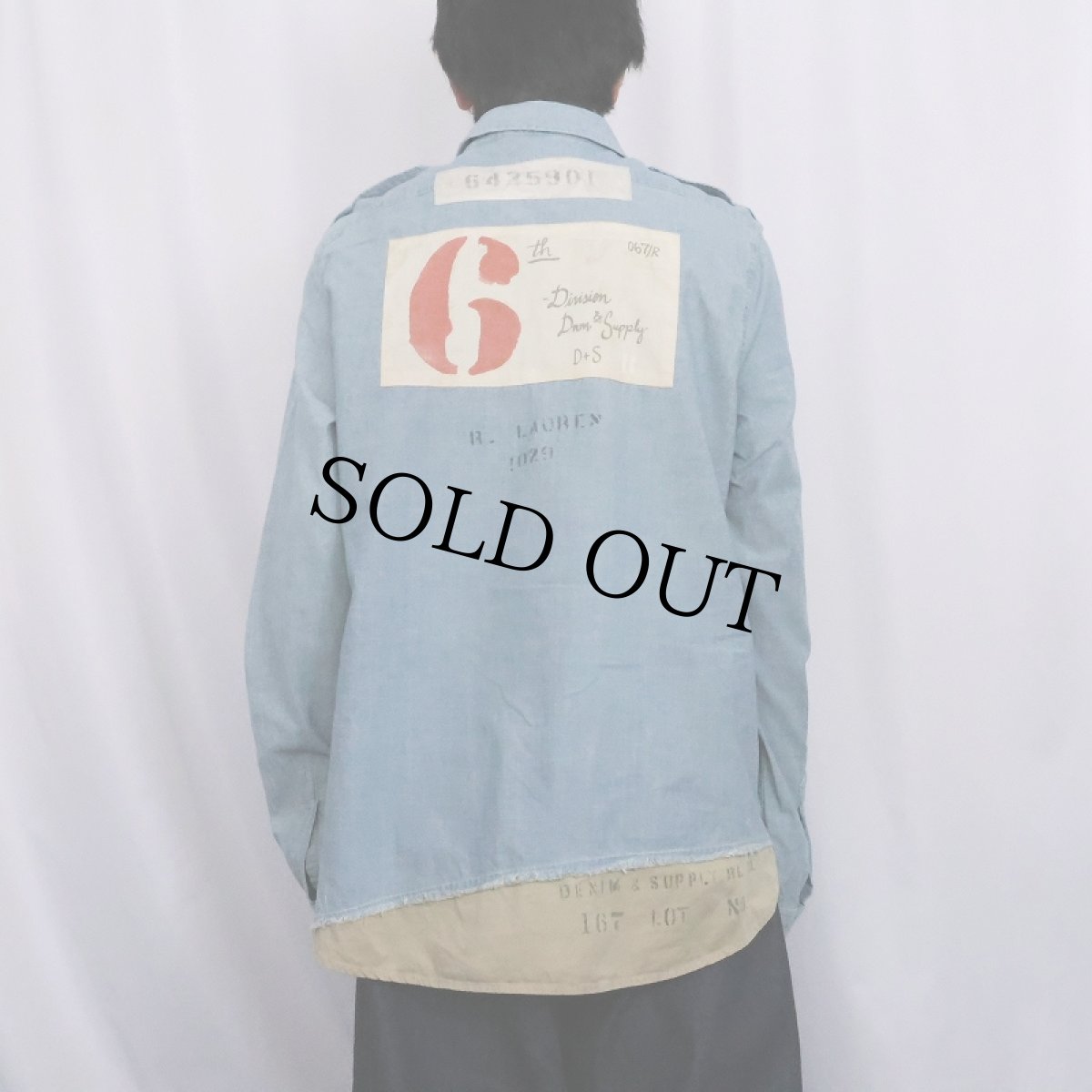 画像4: DENIM & SUPPLY RALPH LAUREN リメイクデザイン シャンブレーシャツ L (4)