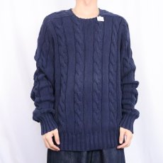 画像2: 90's〜 POLO Ralph Lauren コットンケーブルニットセーター NAVY XL (2)