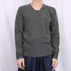 画像2: POLO Ralph Lauren Vネック ラムウールニットセーター XS (2)