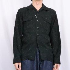 画像2: 50's Fujimiya TOKYO カラーネップ混 コットンレーヨンキャバジン オープンカラーシャツ BLACK (2)