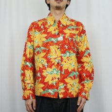 画像3: 40's Betty Brooks 花柄 オールオーバーパターン プリントネル ハワイアンシャツ DEADSTOCK (3)