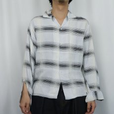 画像3: 50's Sportswear チェック柄 レーヨンオープンカラーシャツ SIZE15-M-15 1/2 (3)